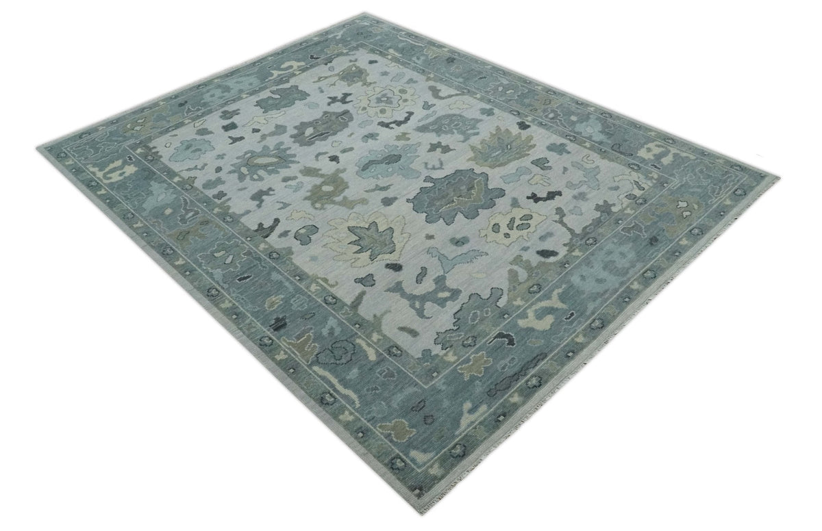 Silver and Gray Hand knotted Traditional Oushak Multi Size wool Area Rug.