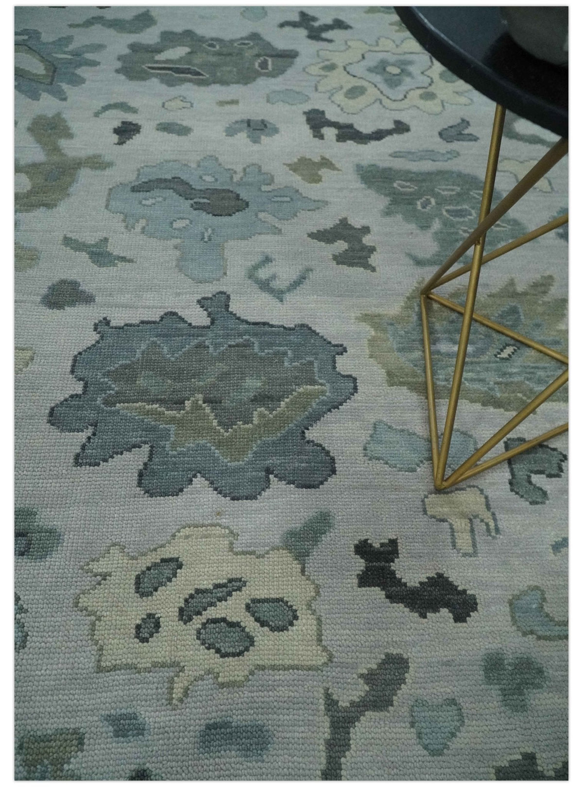 Silver and Gray Hand knotted Traditional Oushak Multi Size wool Area Rug.