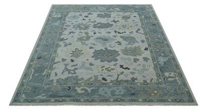 Silver and Gray Hand knotted Traditional Oushak Multi Size wool Area Rug.