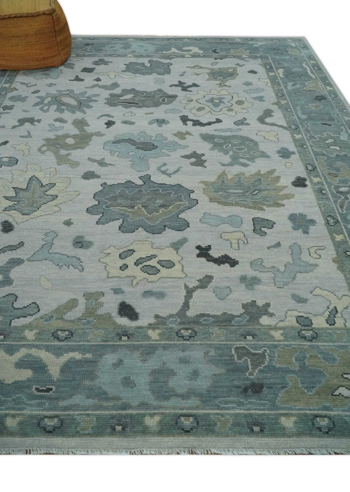 Silver and Gray Hand knotted Traditional Oushak Multi Size wool Area Rug.