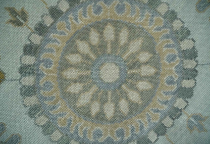 Silver, Olive and Gray Floral Herati Medallion Hand knotted Custom Made wool Area Rug.