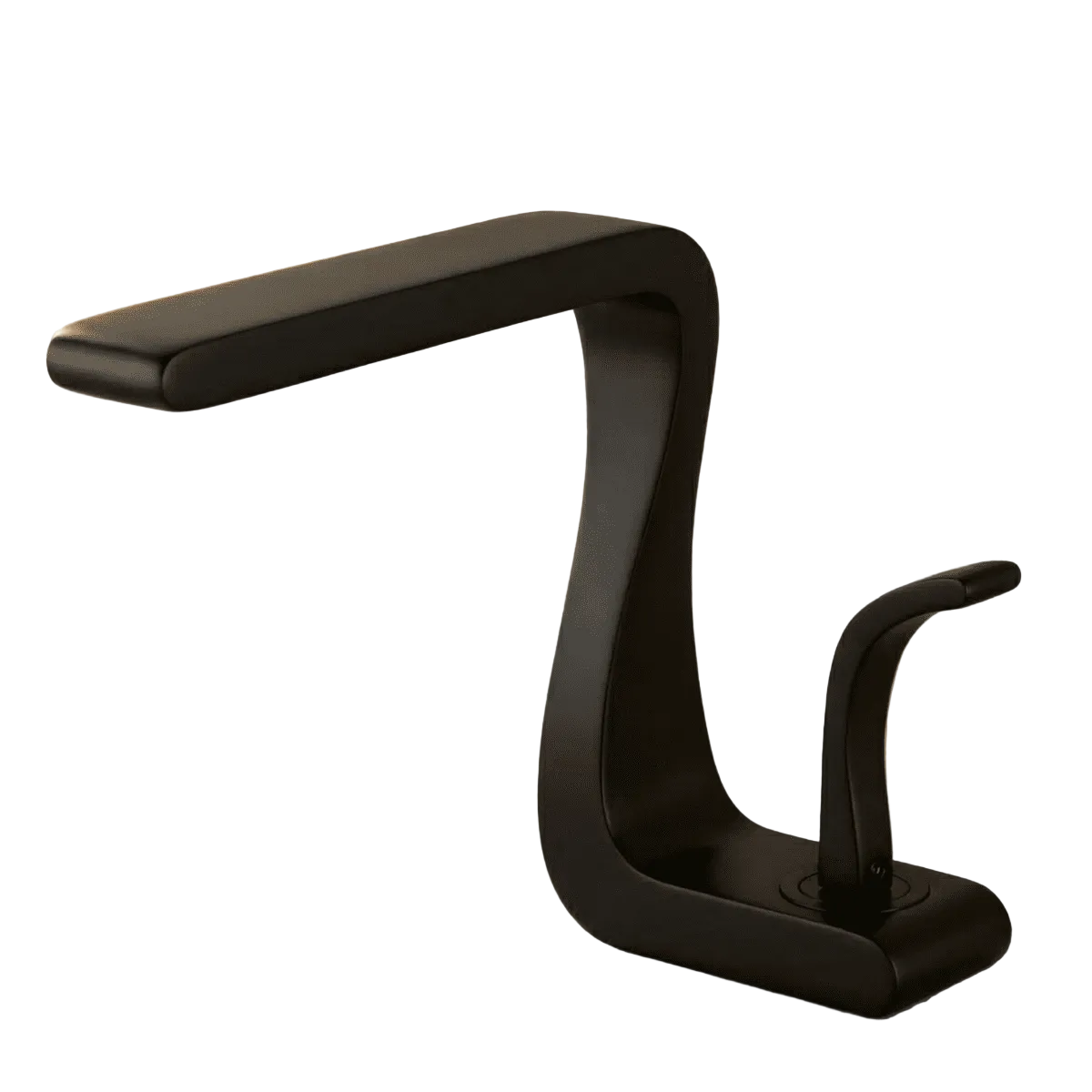 Modern black faucet on a white background