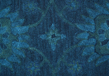Sky Custom Made Blue Traditional Oushak Design Overdyed Wool Rug.
