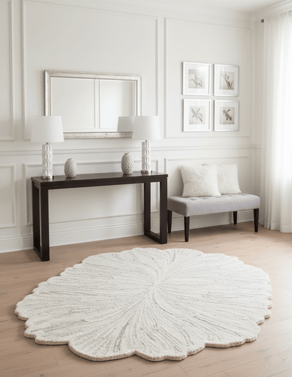 Snow Bloom Beige Hand Tufted 5x7 Wool Area Rug