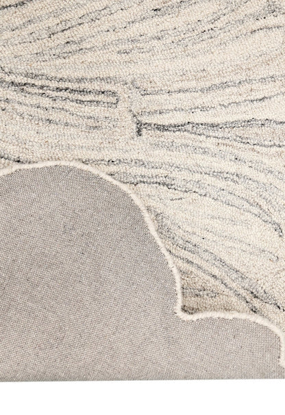 Snow Bloom Beige Hand Tufted 5x7 Wool Area Rug