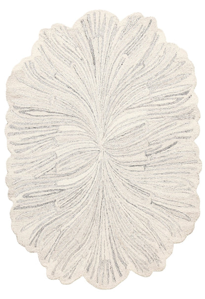 Snow Bloom Beige Hand Tufted 5x7 Wool Area Rug