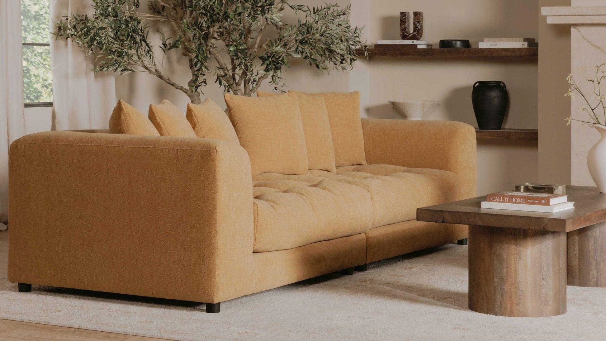 Moe's Home Collection Sofas Davie Sofa Golden Yellow Davie Sofa Golden Yellow