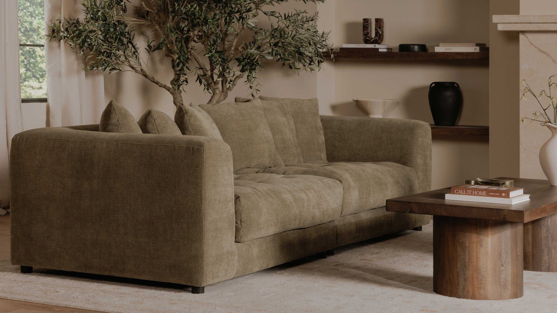 Moe's Home Collection Sofas Davie Sofa Olive Davie Sofa Olive