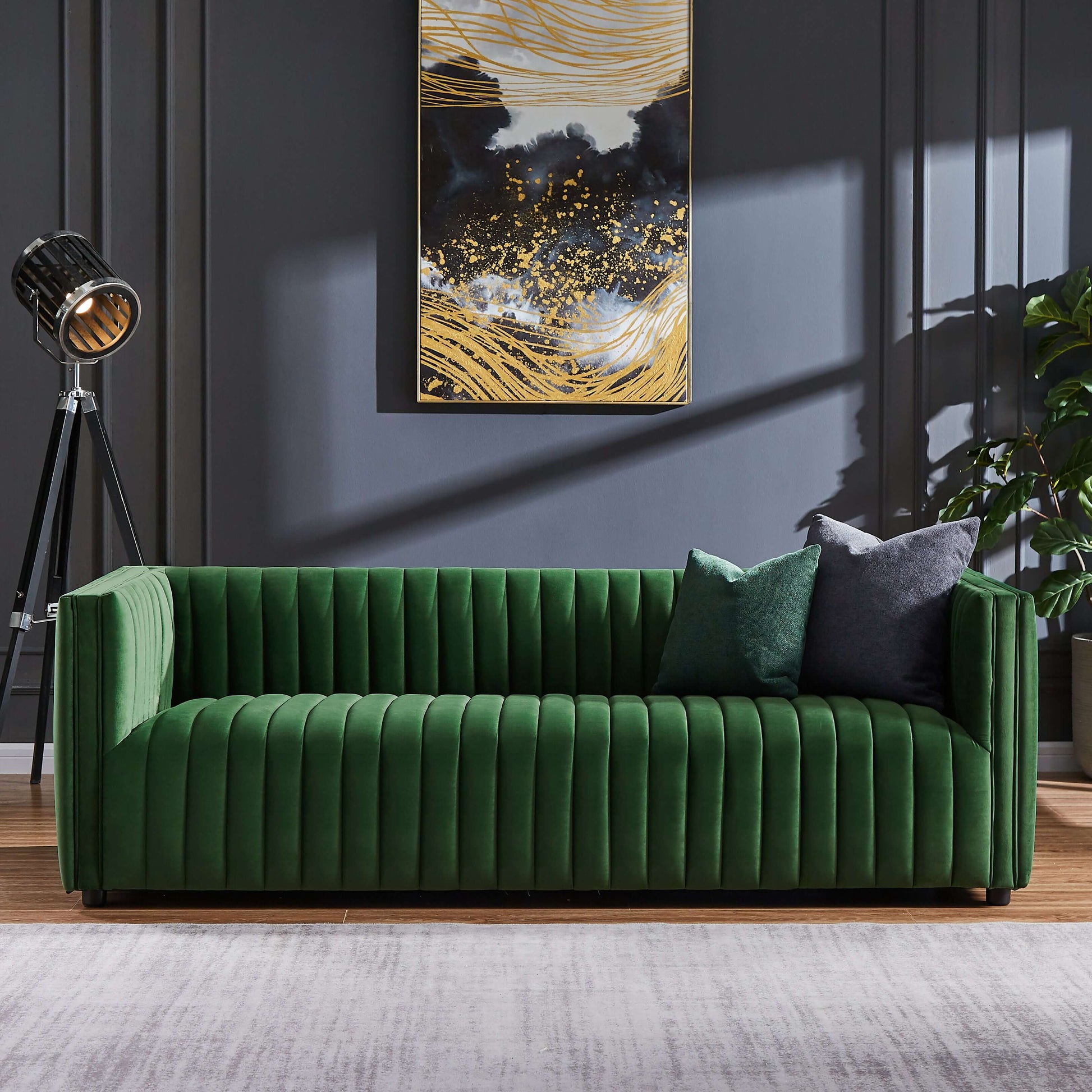 Ashcroft Furniture Co Sofas Dominic Channel Tufted Velvet Sofa