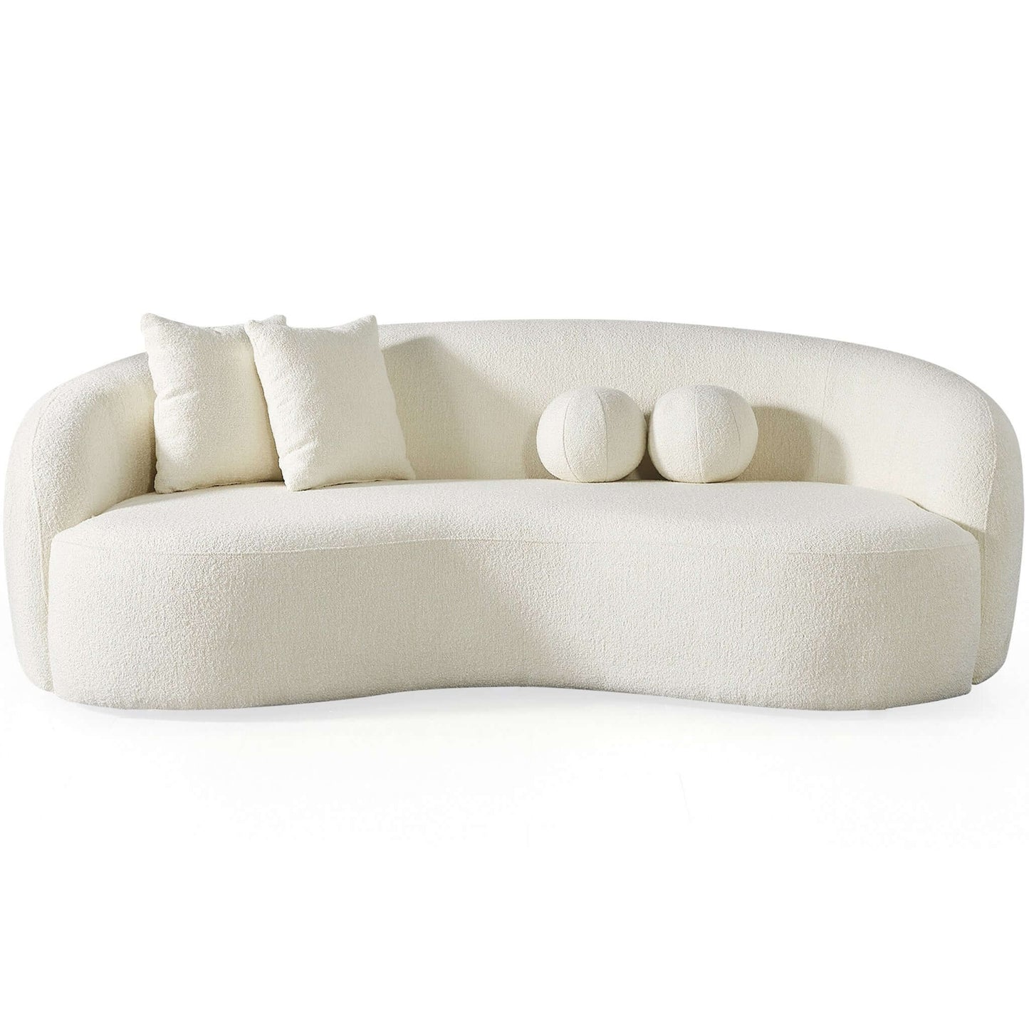 Ashcroft Furniture Co Sofas Ivory Drake Japandi Style Curvy Boucle Sofa