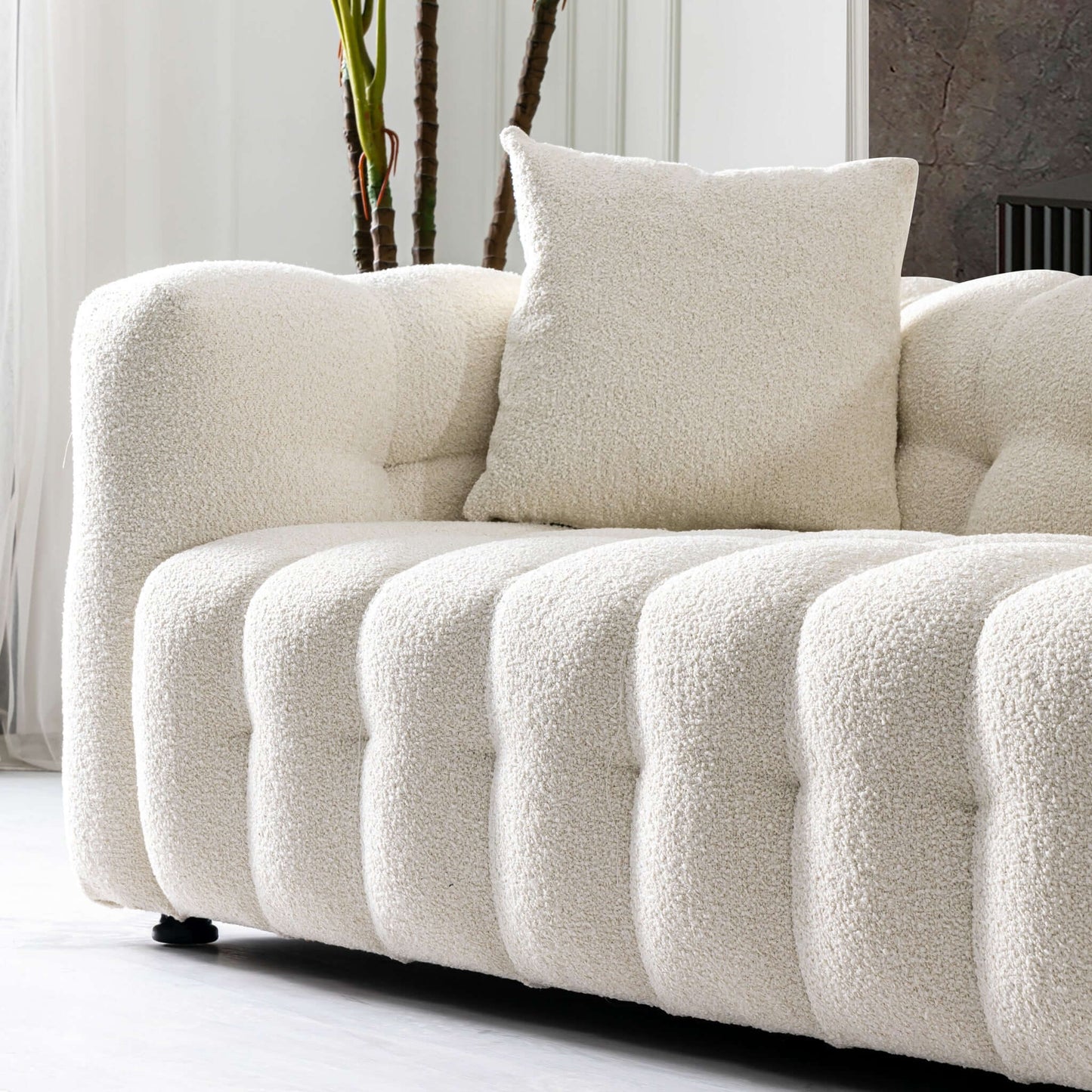 Ashcroft Furniture Co Sofas Eden Modern Tufted Chesterfield Boucle Fabric Sofa