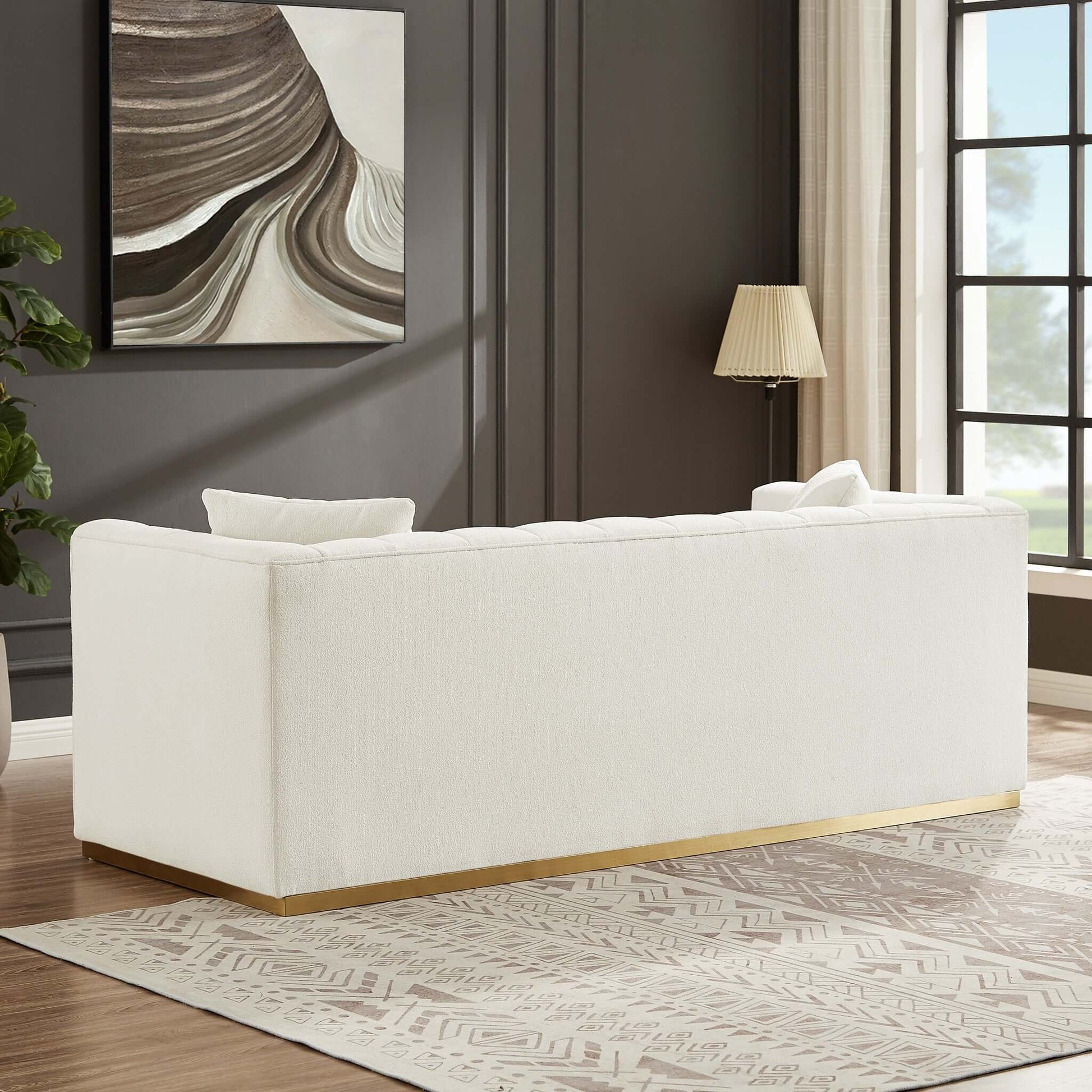 Ashcroft Furniture Co Sofas Eleanor Mid-Century Modern Sofa Beige Boucle