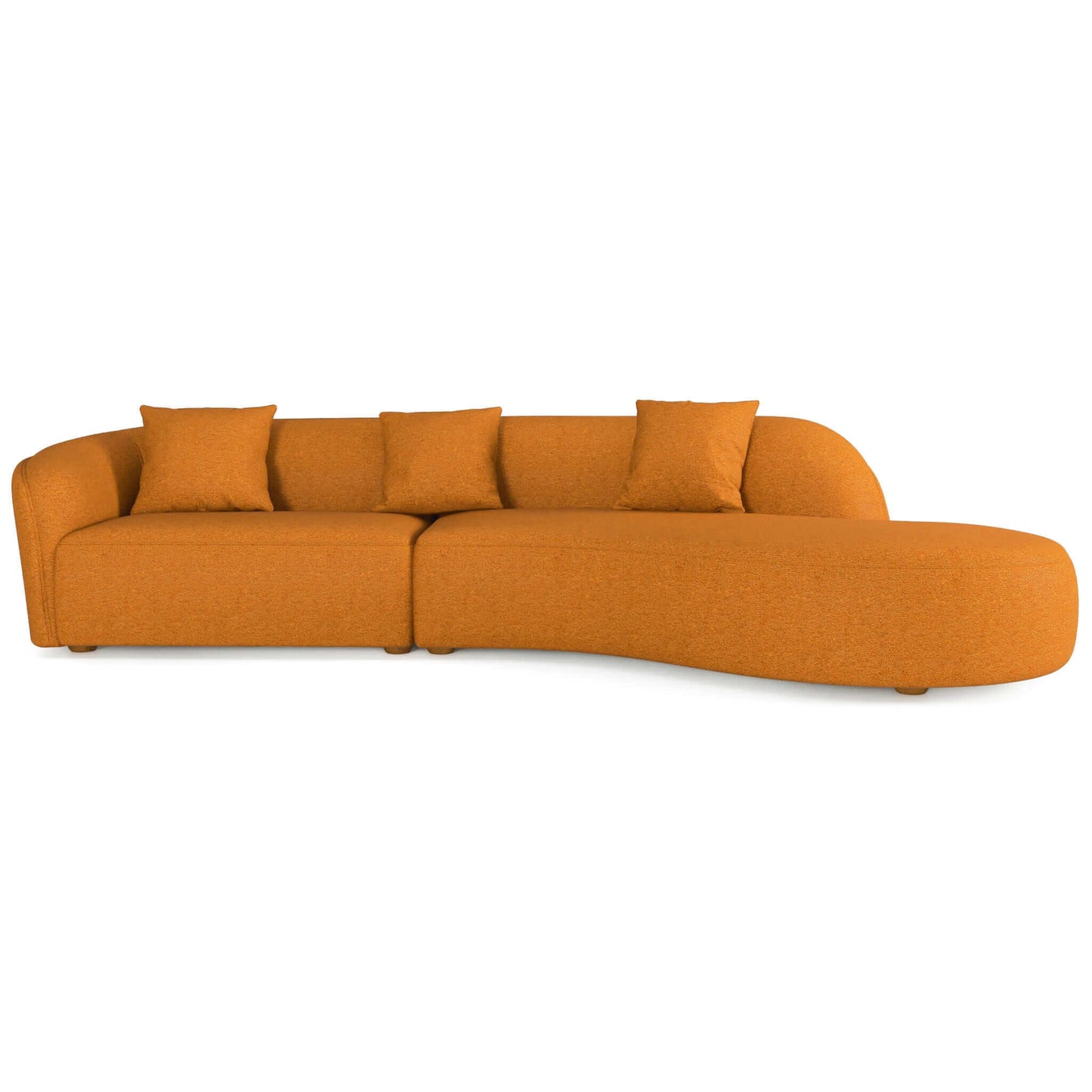 Ashcroft Furniture Co Sofas 126" / Orange Boucle Elijah Japandi Style Curvy Sectional Sofa