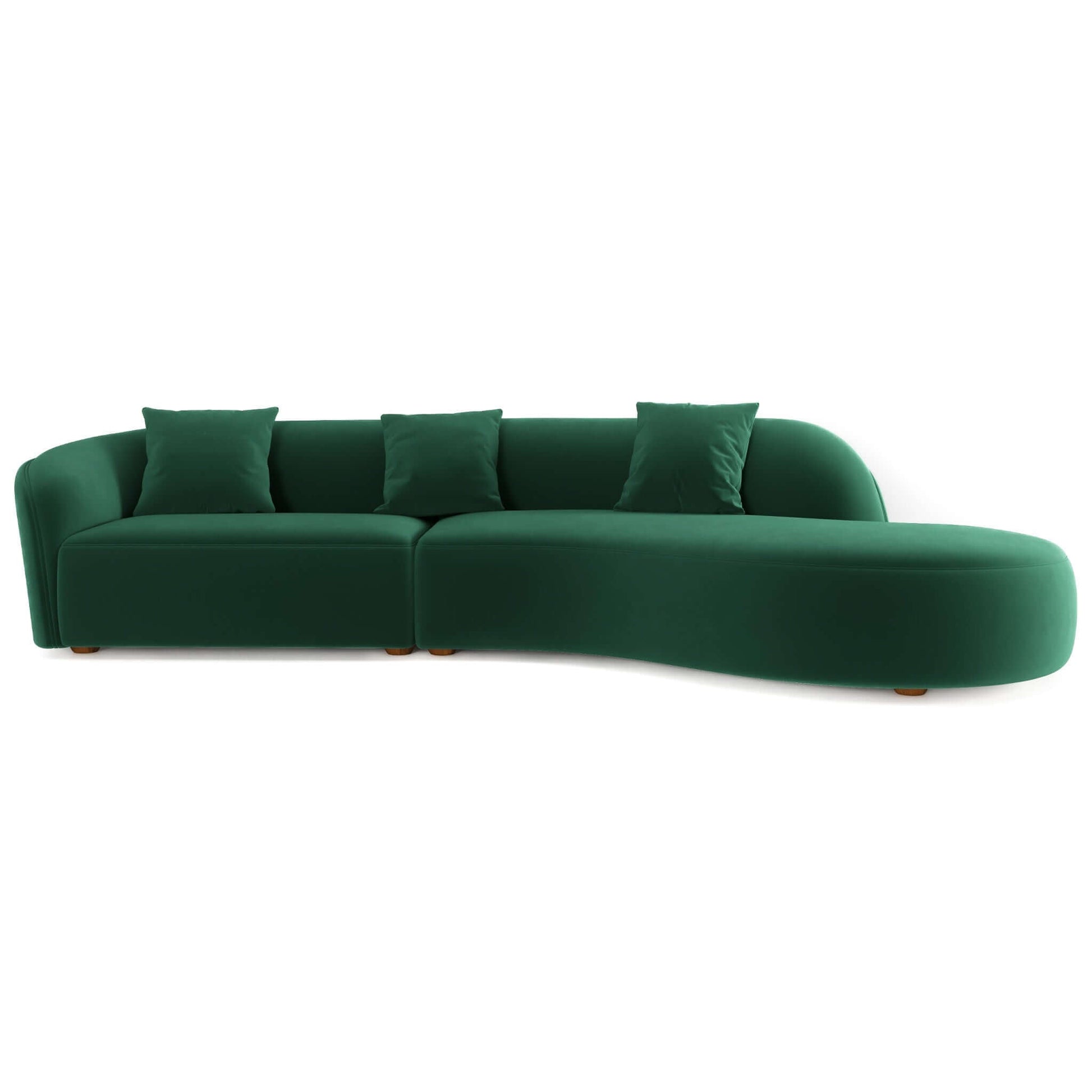 Ashcroft Furniture Co Sofas 126" / Green Velvet Elijah Japandi Style Curvy Sectional Sofa