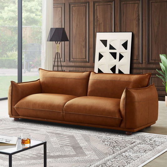 Ashcroft Furniture Co Sofas Emma Mid Century Modern Luxury Cognac Leather Sofa