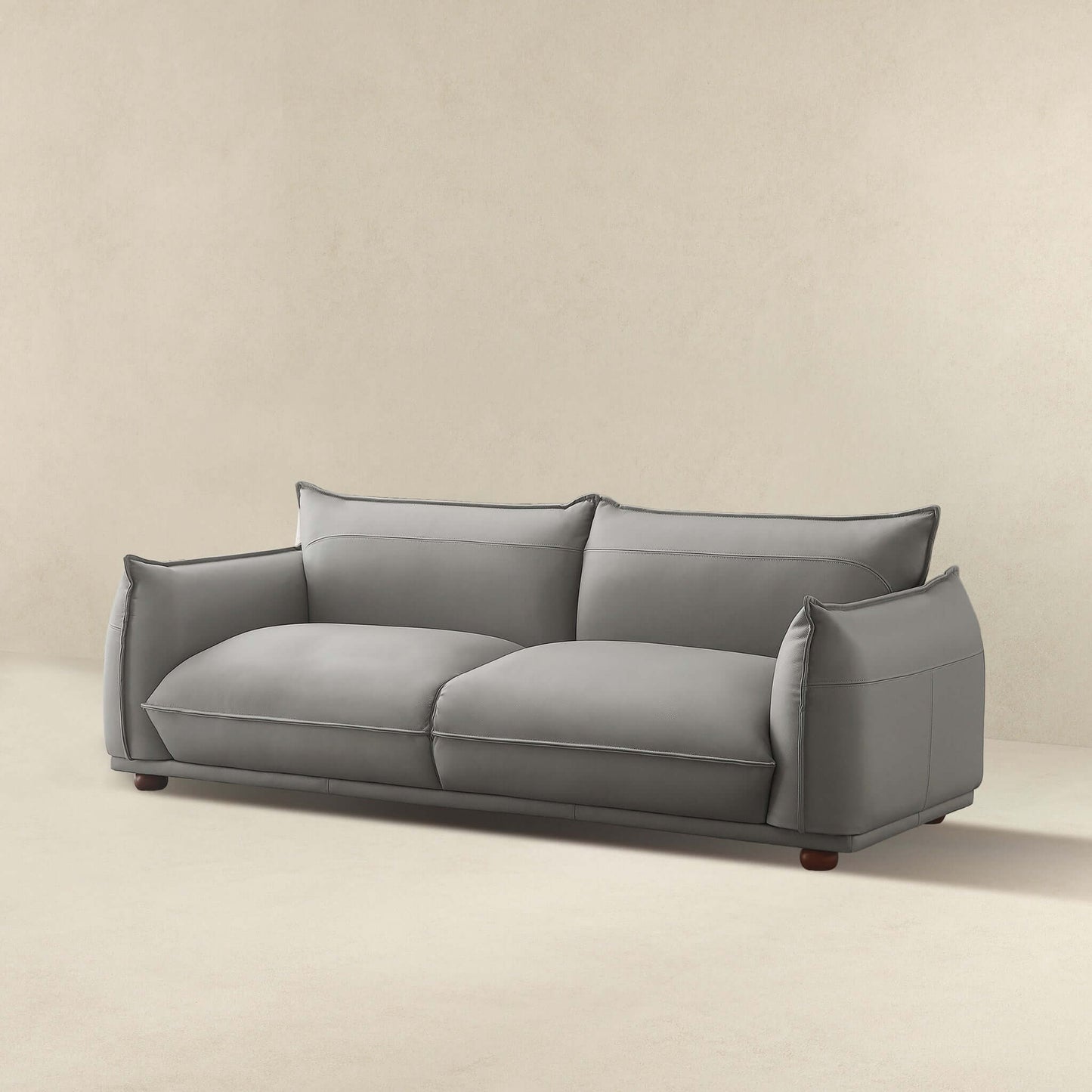 Ashcroft Furniture Co Sofas Emma Mid Century Modern Luxury Grey Leather Sofa