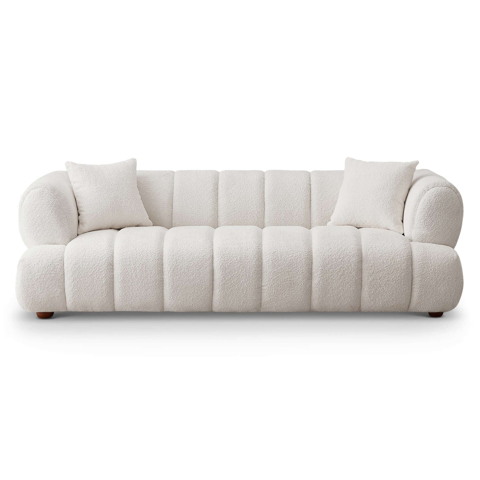 Ashcroft Furniture Co Sofas Boucle / Cream Jasmin Mid-Century Modern 89.7'' Upholstered Sofa