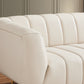 Ashcroft Furniture Co Sofas LaMattina Genuine Italian Beige Leather Channel Tufted Sofa