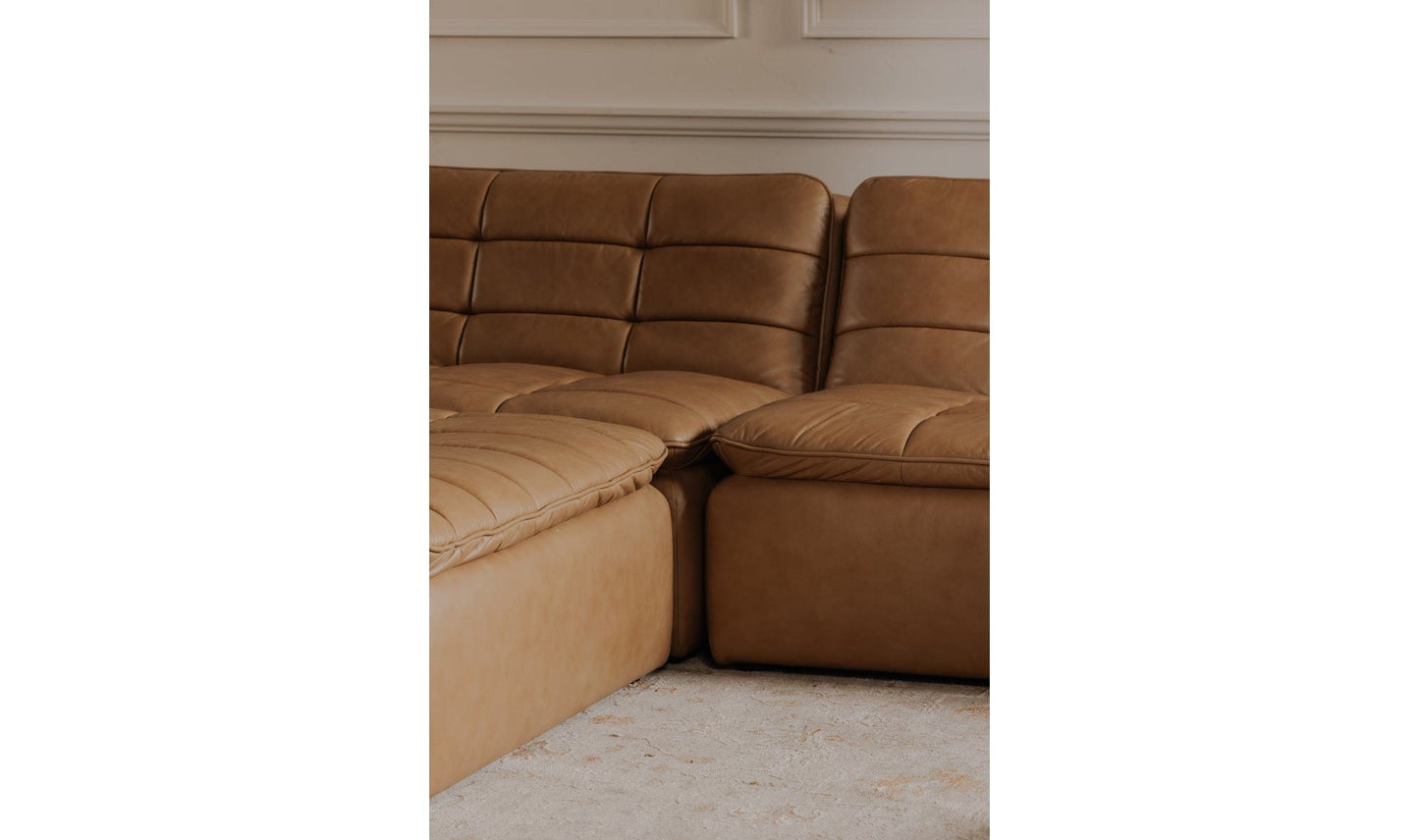 Moe's Home Collection Sofas Lino Armless Modular Sofa Tan Leather Lino Armless Modular Sofa Tan Leather