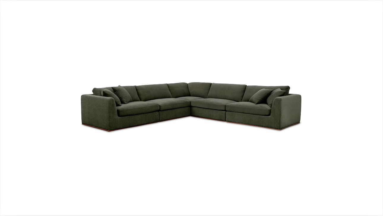 Moe's Home Collection Sofas Rue Classic L Modular Sectional Dark Green Rue Classic L Modular Sectional Dark Green