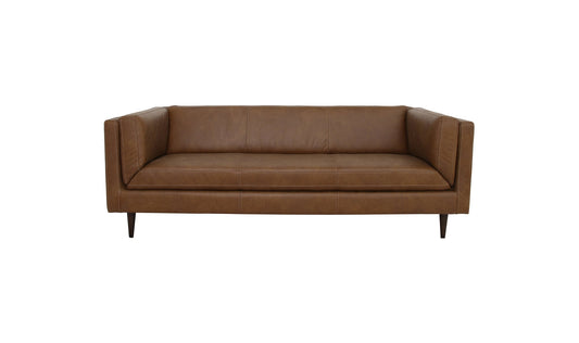 Moe's Home Collection Sofas Woods Sofa Brown Leather Woods Sofa Brown Leather