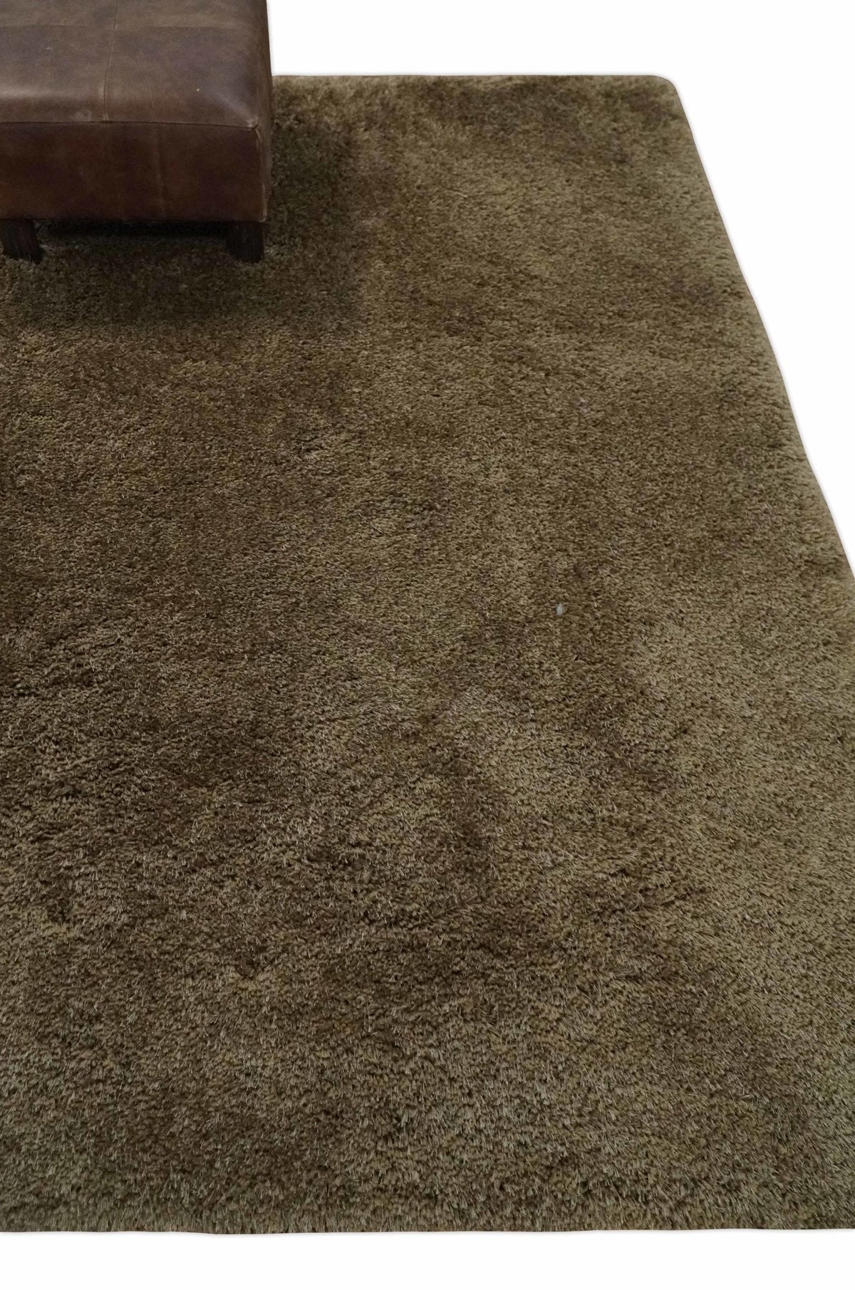 Solid 3x5, 4X6 and 5x7 Hand Woven Shag Brown Soft Viscose Area Rug.