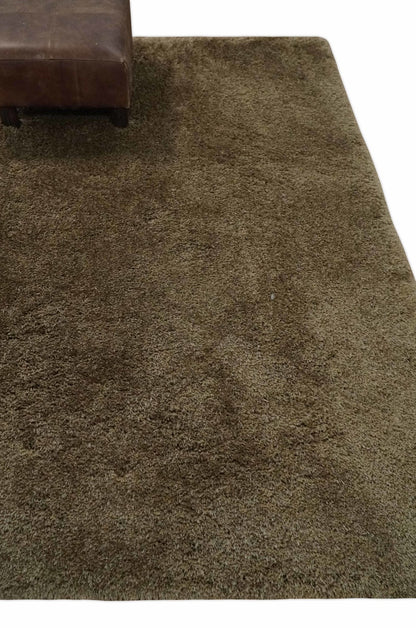 Solid 3x5, 4X6 and 5x7 Hand Woven Shag Brown Soft Viscose Area Rug.