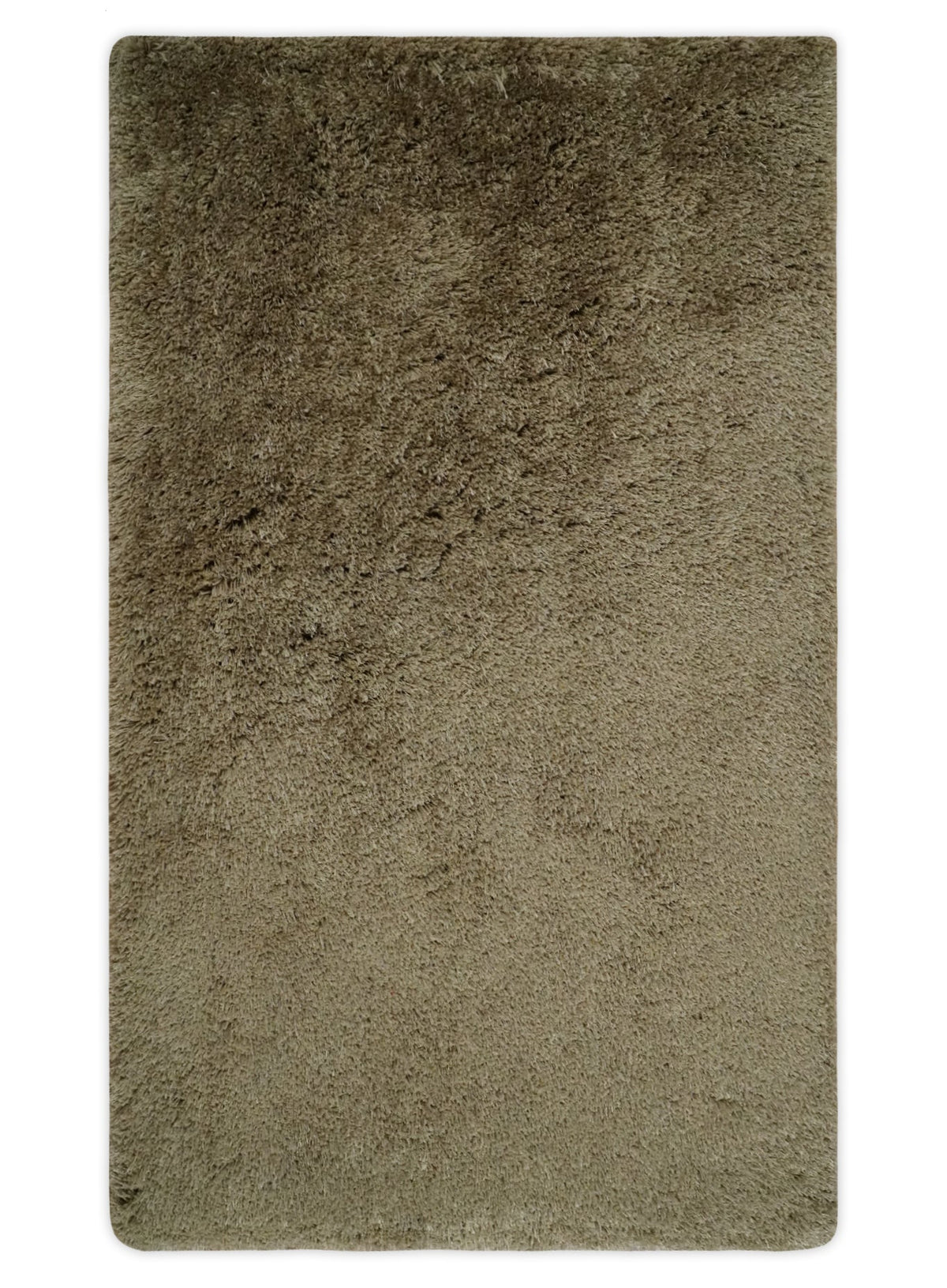 Solid 3x5, 4X6 and 5x7 Hand Woven Shag Brown Soft Viscose Area Rug.