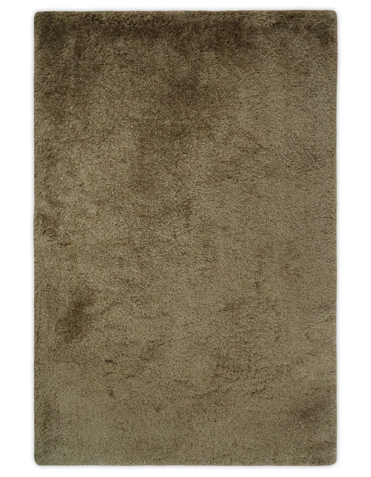 Solid 3x5, 4X6 and 5x7 Hand Woven Shag Brown Soft Viscose Area Rug.