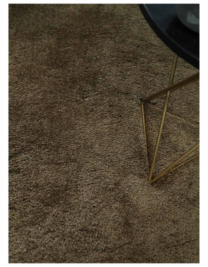 Solid 3x5, 4X6 and 5x7 Hand Woven Shag Brown Soft Viscose Area Rug.