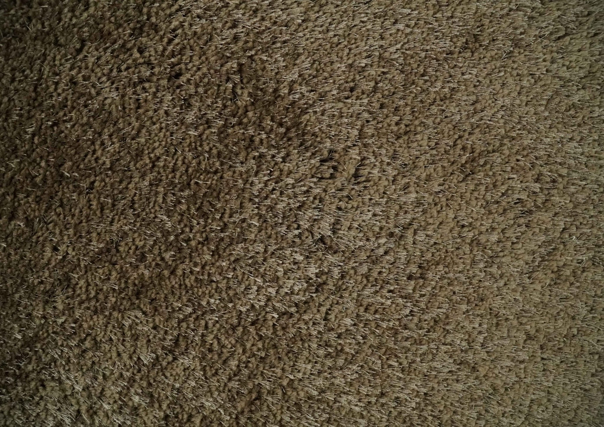 Solid 3x5, 4X6 and 5x7 Hand Woven Shag Brown Soft Viscose Area Rug.
