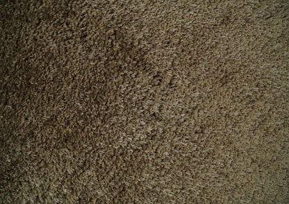 Solid 3x5, 4X6 and 5x7 Hand Woven Shag Brown Soft Viscose Area Rug.