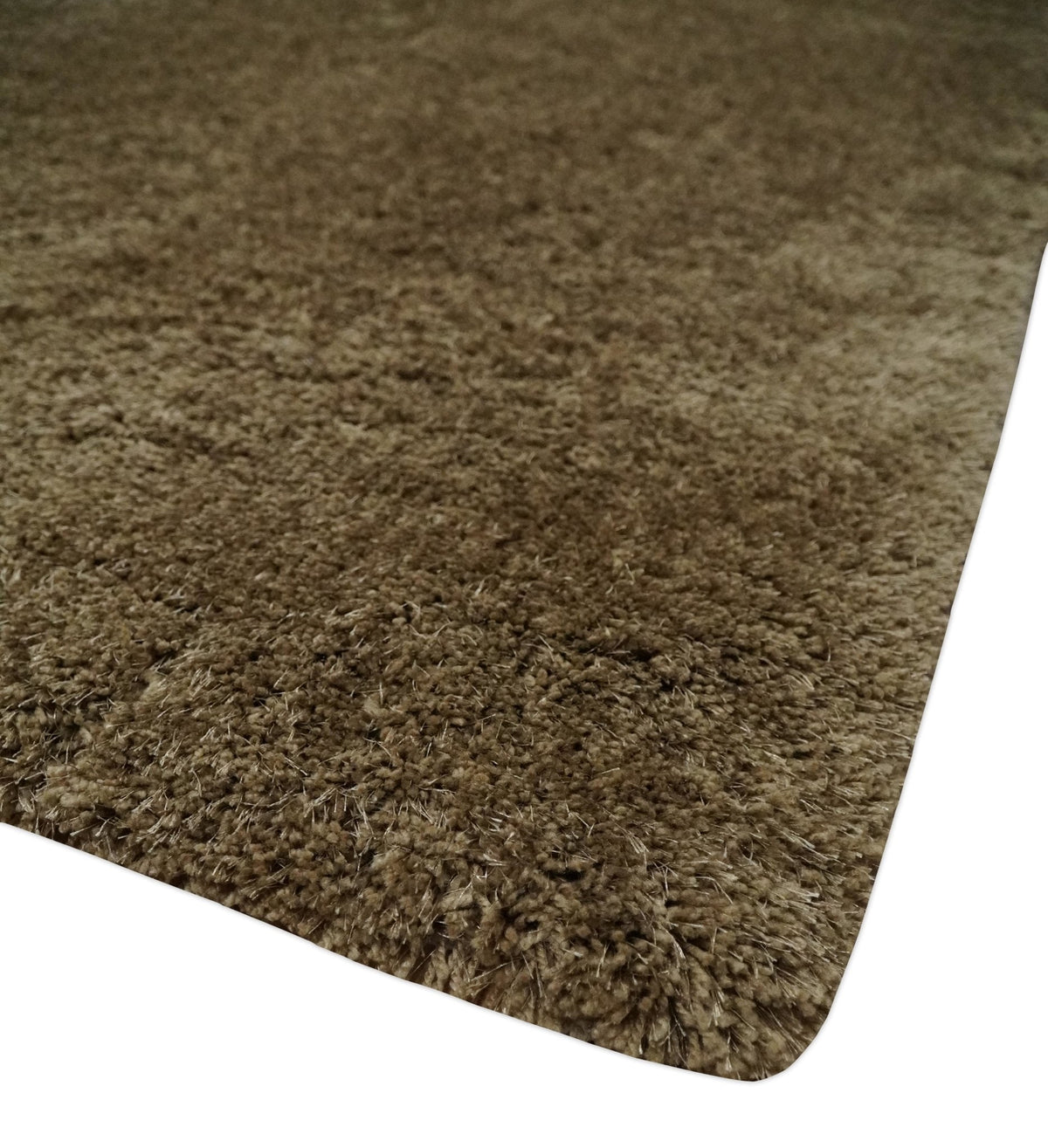 Solid 3x5, 4X6 and 5x7 Hand Woven Shag Brown Soft Viscose Area Rug.