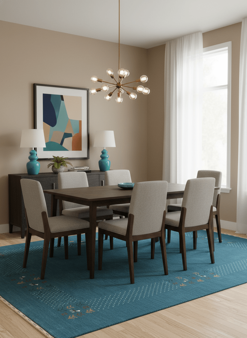 Solid Blue Border Design Hand Loomed Wool Area Rug