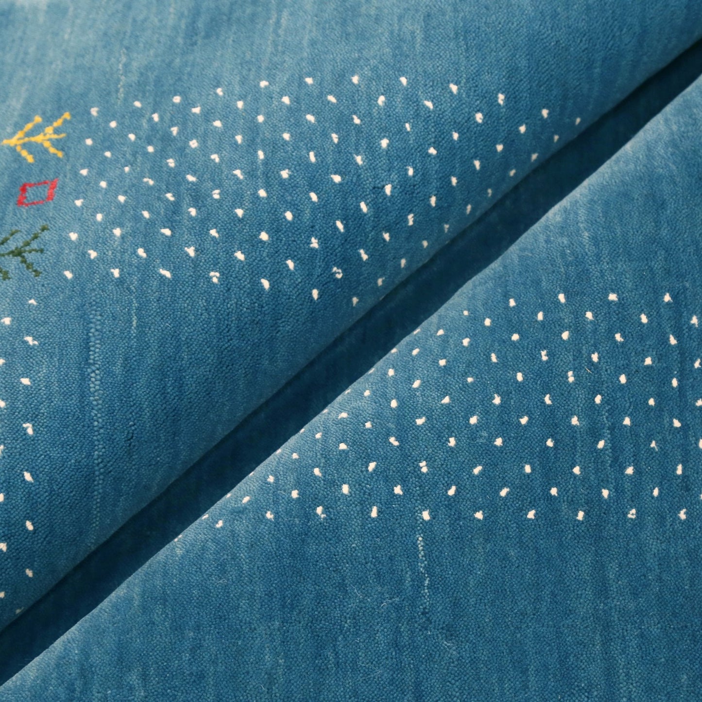 Solid Blue Border Design Hand Loomed Wool Area Rug