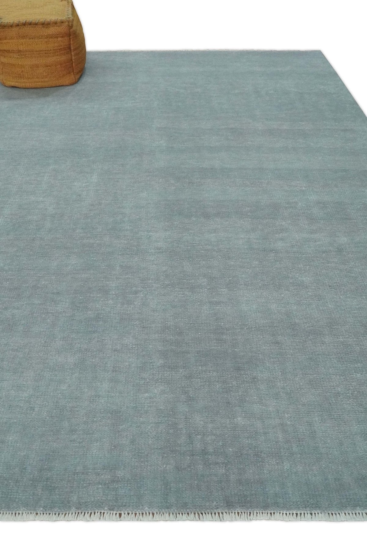 Solid Gray Hand knotted Modern look Custom Made wool Area Rug.