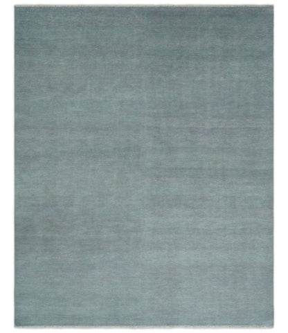 Solid Gray Hand knotted Modern look Custom Made wool Area Rug.
