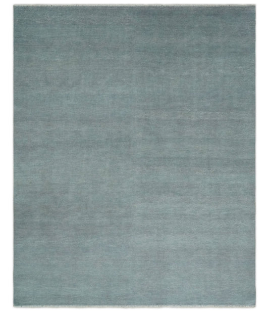 Solid Gray Hand knotted Modern look Custom Made wool Area Rug.