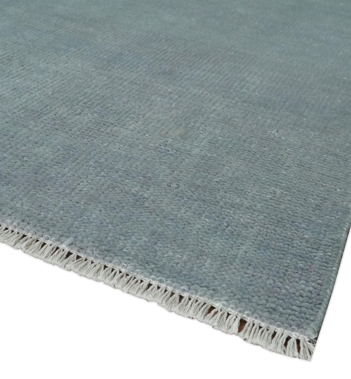 Solid Gray Hand knotted Modern look Custom Made wool Area Rug.