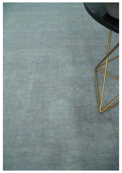 Solid Gray Hand knotted Modern look Custom Made wool Area Rug.