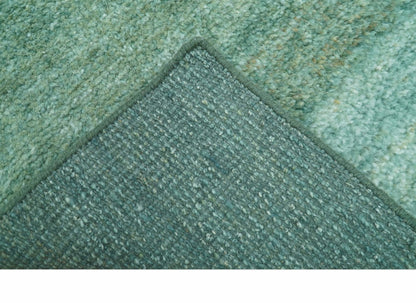 Solid Green Hand knotted Contemporary Custom Made wool Area Rug.