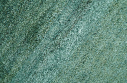 Solid Green Hand knotted Contemporary Custom Made wool Area Rug.