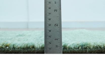 Solid Green Hand knotted Contemporary Custom Made wool Area Rug.