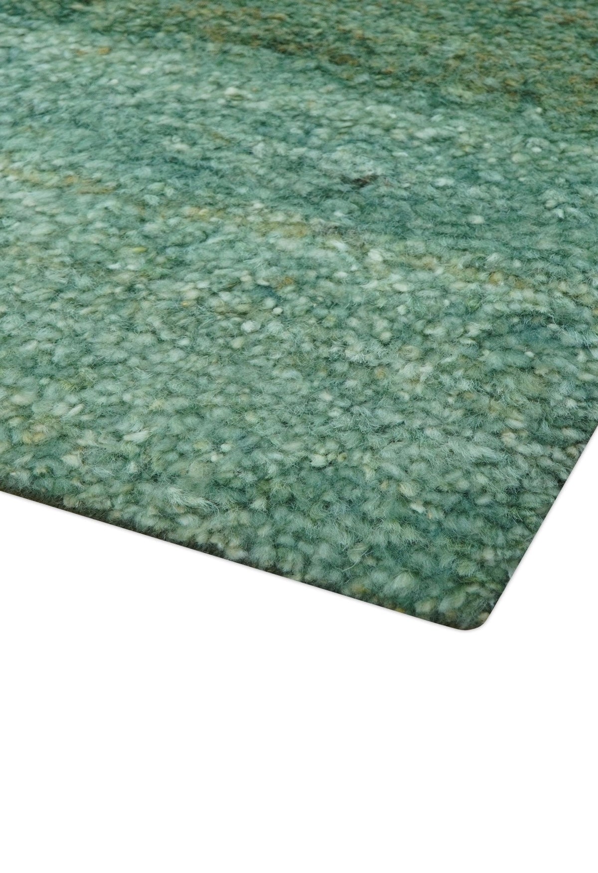 Solid Green Hand knotted Contemporary Custom Made wool Area Rug.