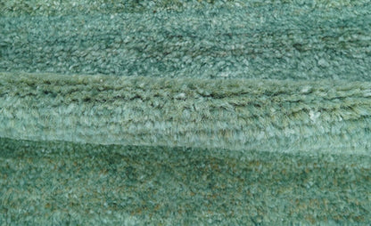 Solid Green Hand knotted Contemporary Custom Made wool Area Rug.