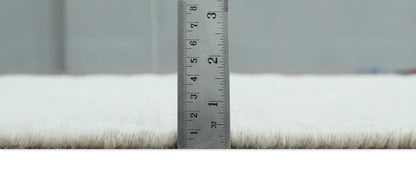 Modern Solid Ivory Hand made Dari Area Wool Rug.