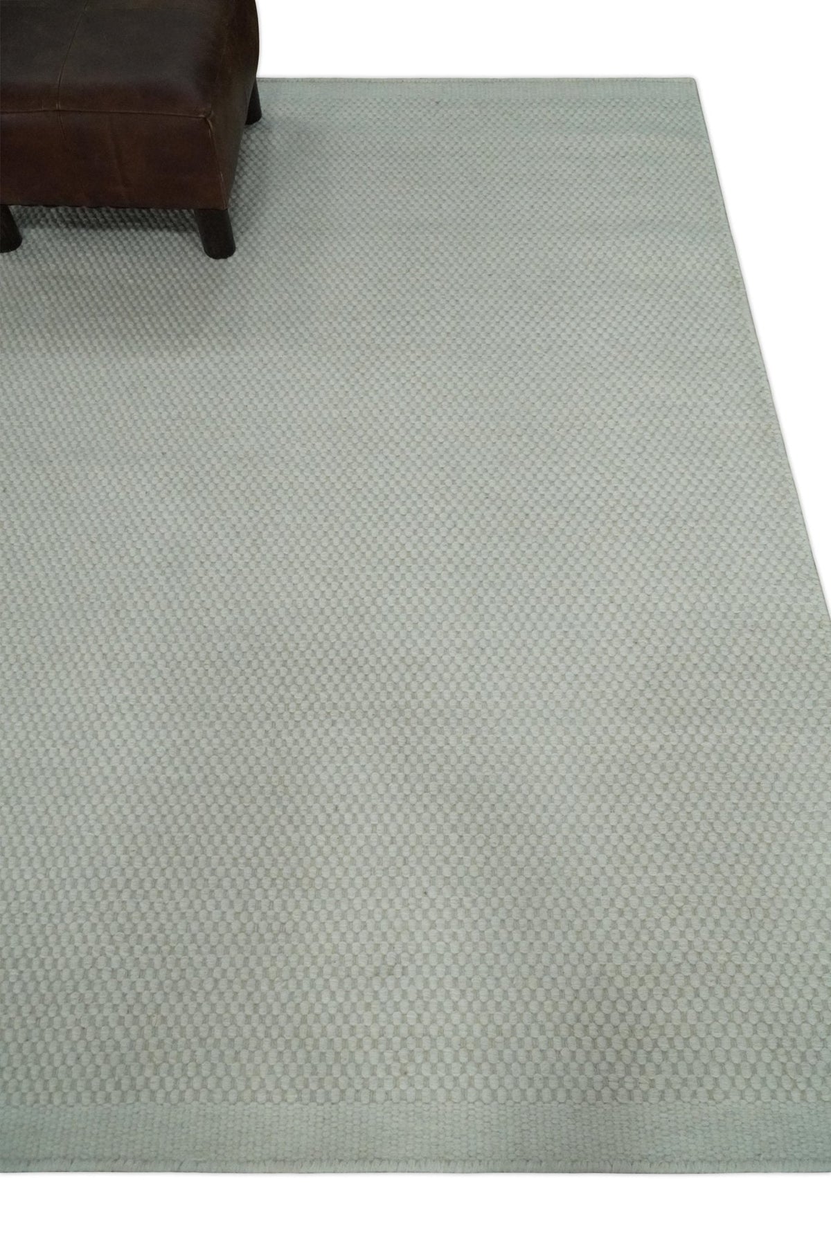 Modern Solid Ivory Hand made Dari Area Wool Rug.