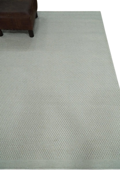 Modern Solid Ivory Hand made Dari Area Wool Rug.