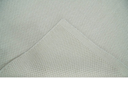 Modern Solid Ivory Hand made Dari Area Wool Rug.