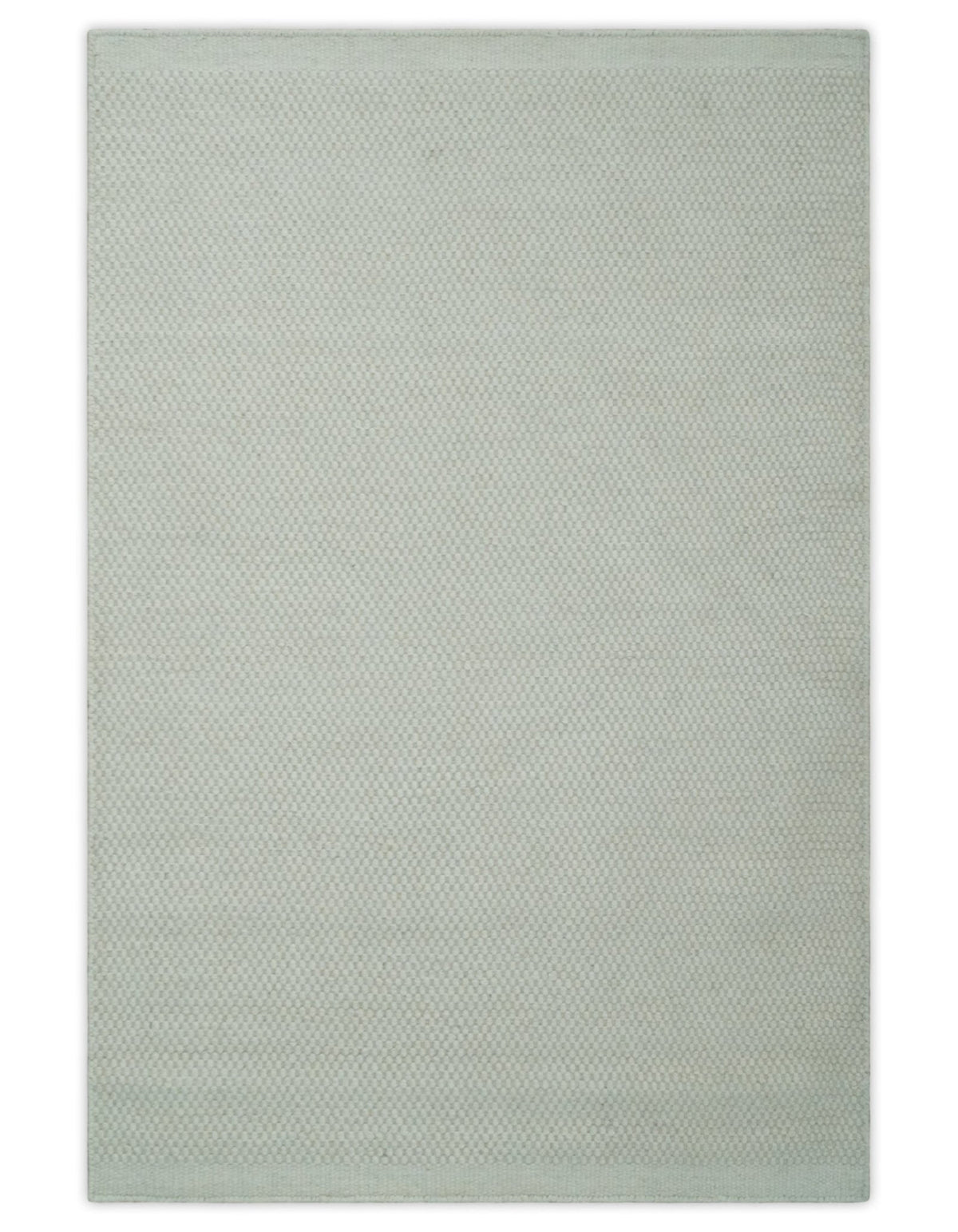 Modern Solid Ivory Hand made Dari Area Wool Rug.